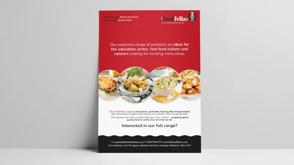 The FoodFellas A4 flyer for the education, fast food and catering sectors