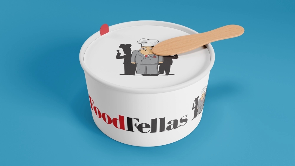 The FoodFellas branded ice cream tub