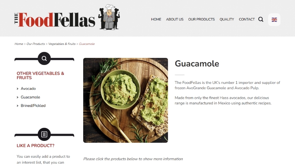 The FoodFellas product showcase